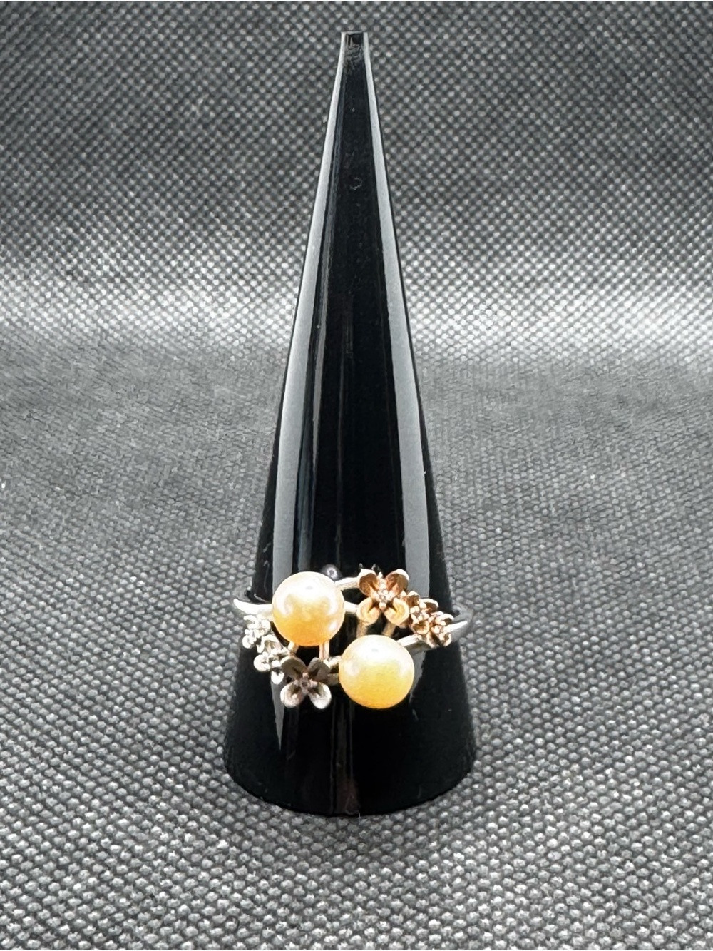Vantel Pearls “Your Moment” Sterling Silver Double Pearl Floral Ring